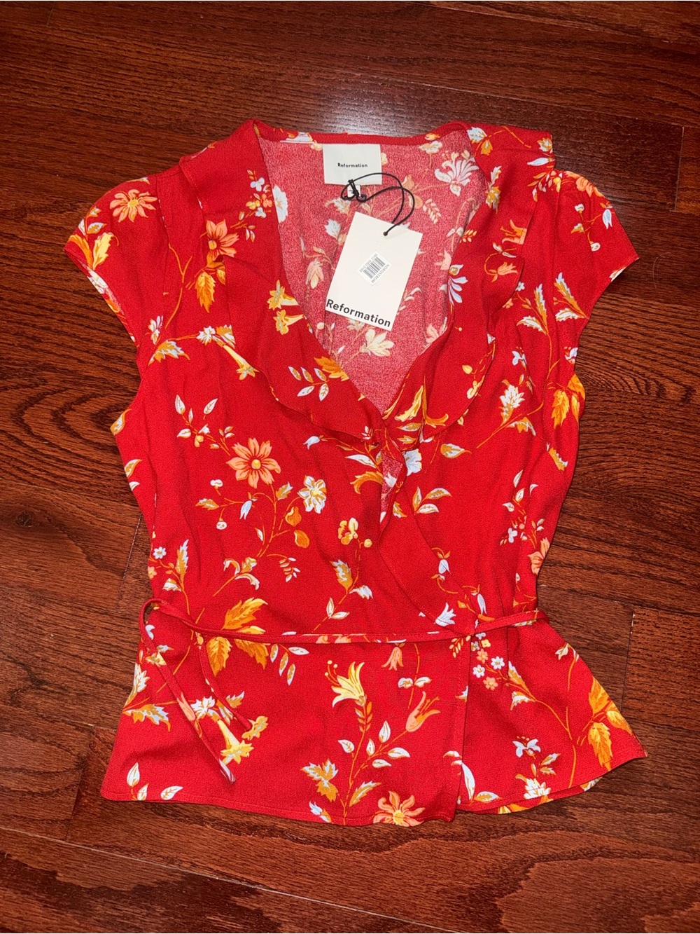 Reformation Floral Wrap Blouse